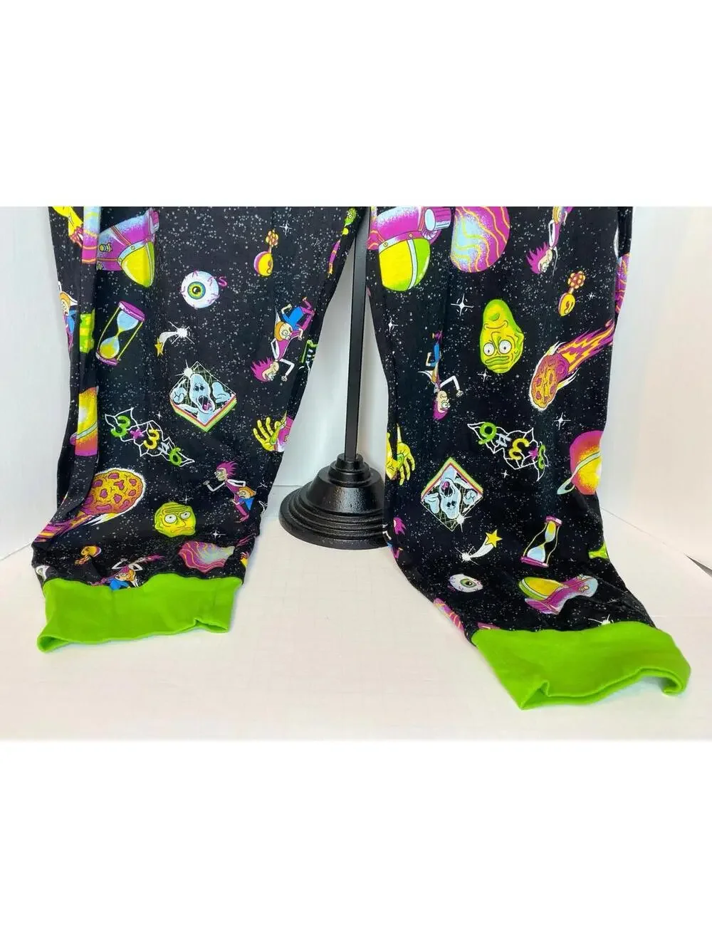 Rick and Morty Pants Green/Black Multi Lounge Pajama Joggers Mens XXL~ EUC